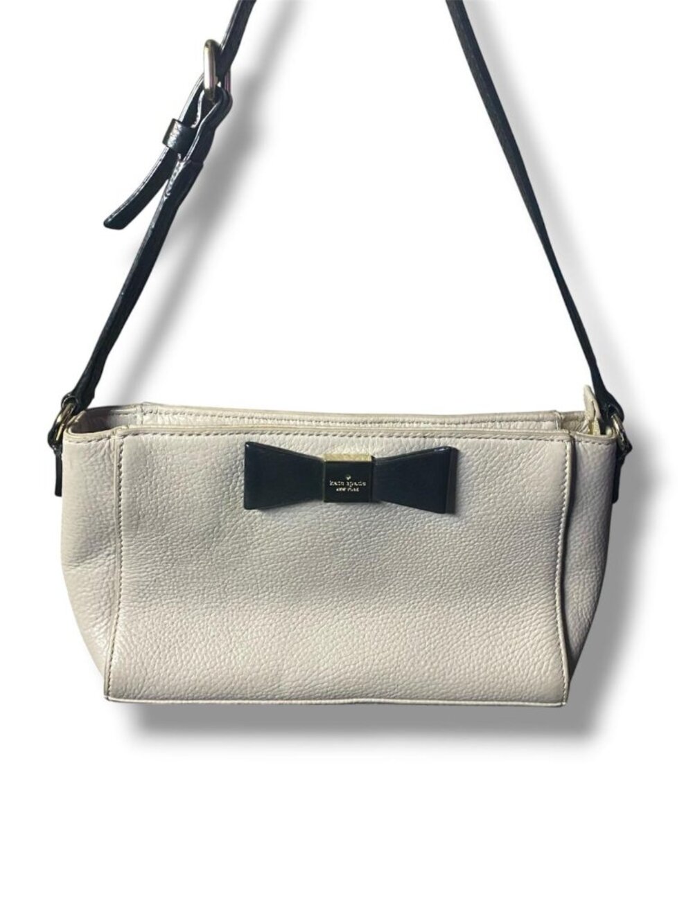 kate spade Ivory Crossbody with Black Bow Accent